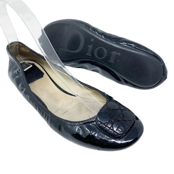 Dior Black Patent Leather Ballet Flats Women's Size 7.5 GUC - Picture 9 of 9